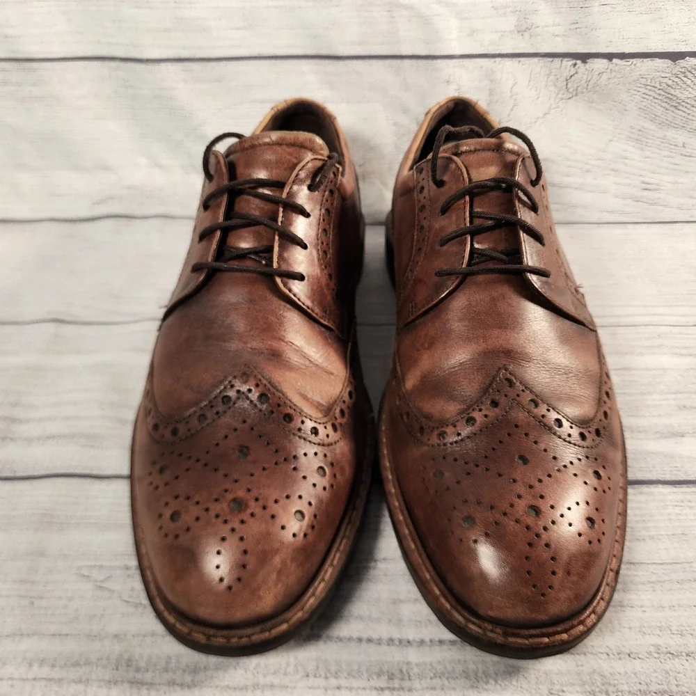 ECCO Mens Size 11 US Brown Leather Vitrus Wingtip Brogue Oxford Derby Shoes